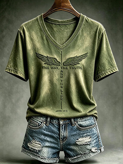 Camiseta de manga curta feminina The Way The Truth The Life