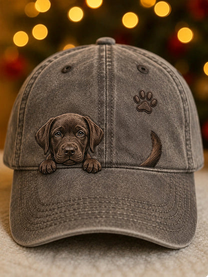 Bonito Espreitar Labrador Retriever & Paw Imprimir Unisex Hat