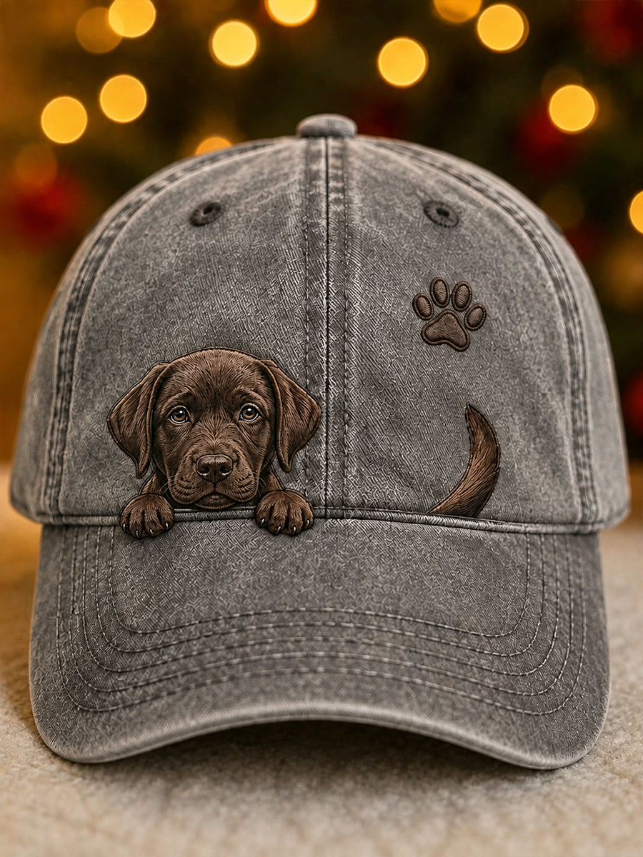 Bonito Espreitar Labrador Retriever & Paw Imprimir Unisex Hat
