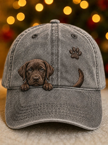 Bonito Espreitar Labrador Retriever & Paw Imprimir Unisex Hat