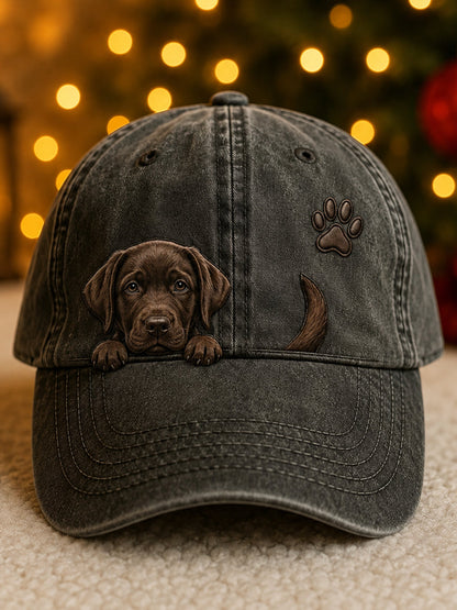 Bonito Espreitar Labrador Retriever & Paw Imprimir Unisex Hat
