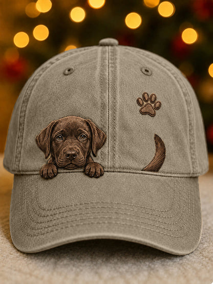 Bonito Espreitar Labrador Retriever & Paw Imprimir Unisex Hat