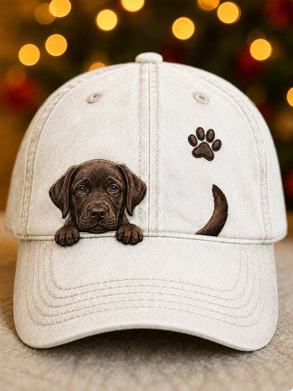 Bonito Espreitar Labrador Retriever & Paw Imprimir Unisex Hat