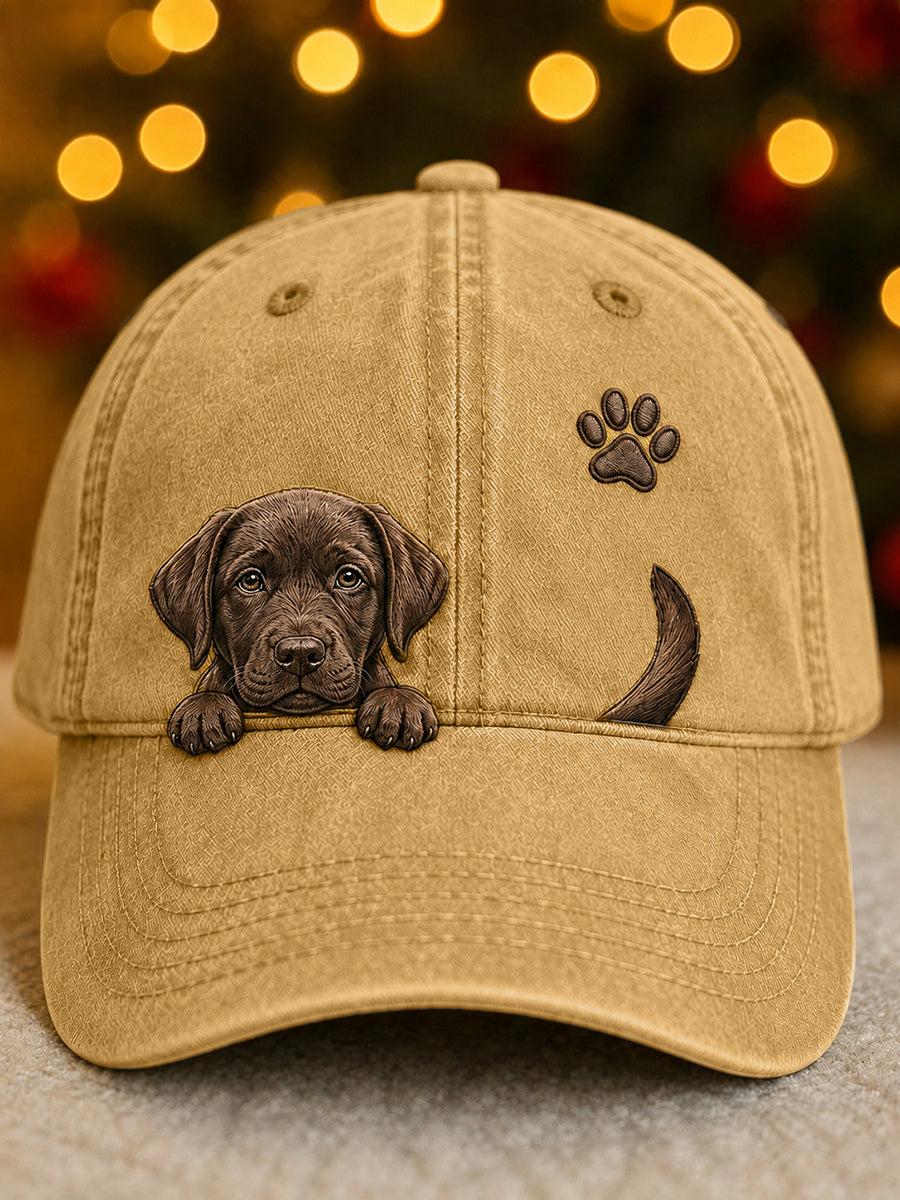 Bonito Espreitar Labrador Retriever & Paw Imprimir Unisex Hat