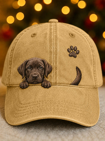 Bonito Espreitar Labrador Retriever & Paw Imprimir Unisex Hat