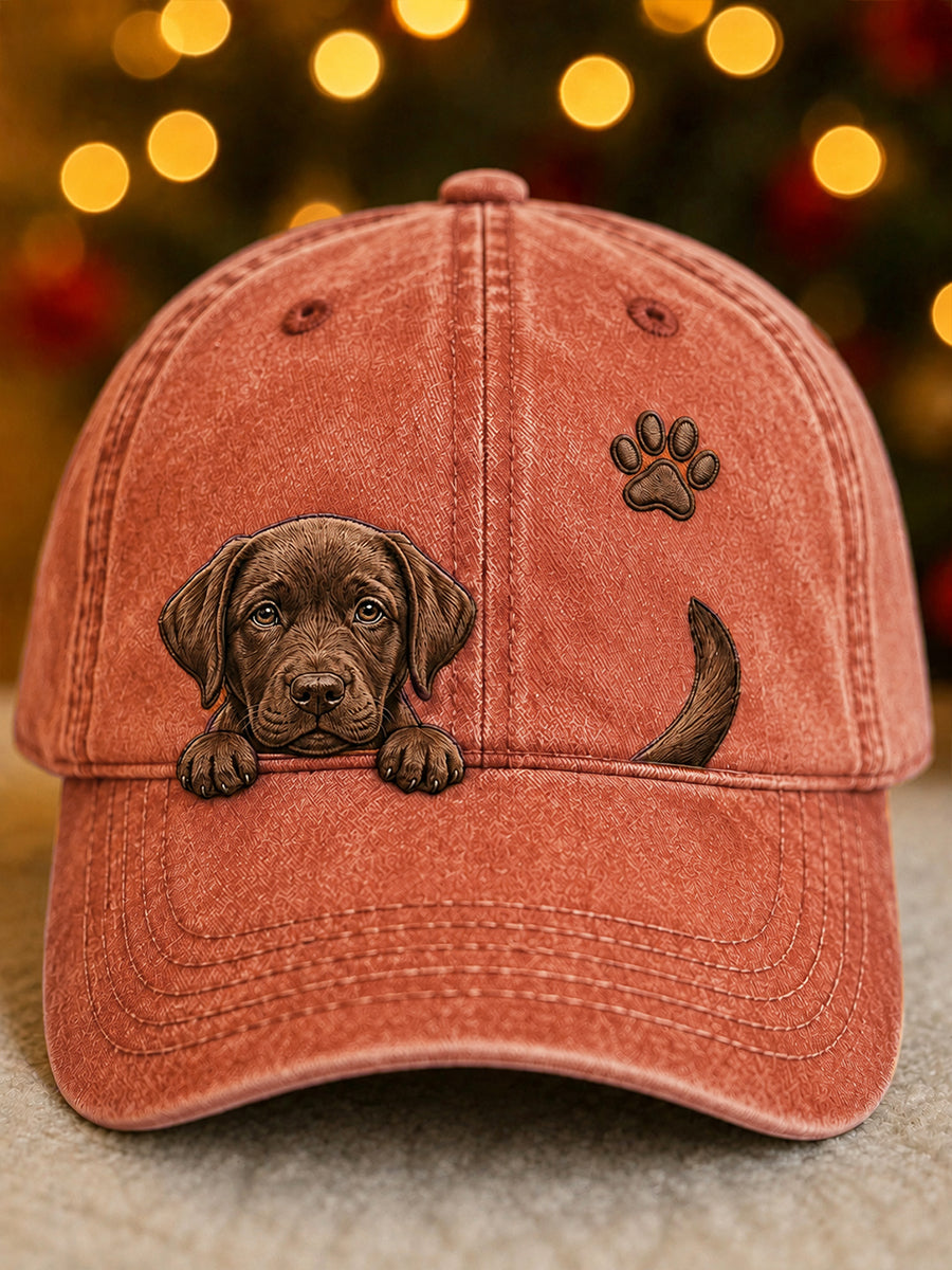 Bonito Espreitar Labrador Retriever & Paw Imprimir Unisex Hat