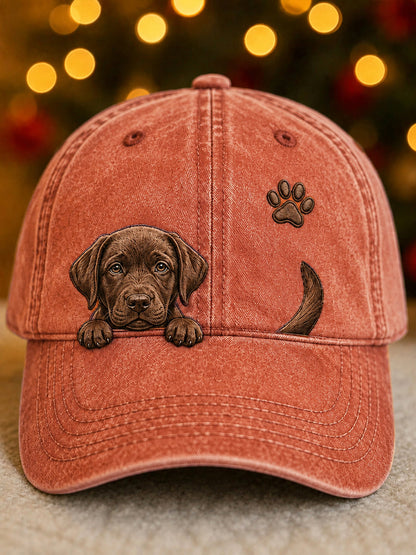 Bonito Espreitar Labrador Retriever & Paw Imprimir Unisex Hat