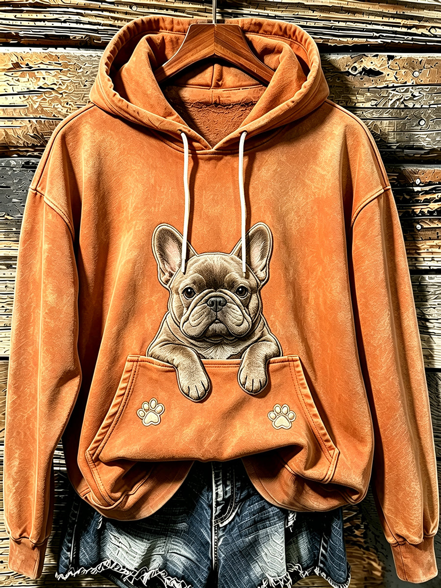 Moleton Aconchegante Feminino com Estampa Fofa de Buldogue Francês e Patinhas