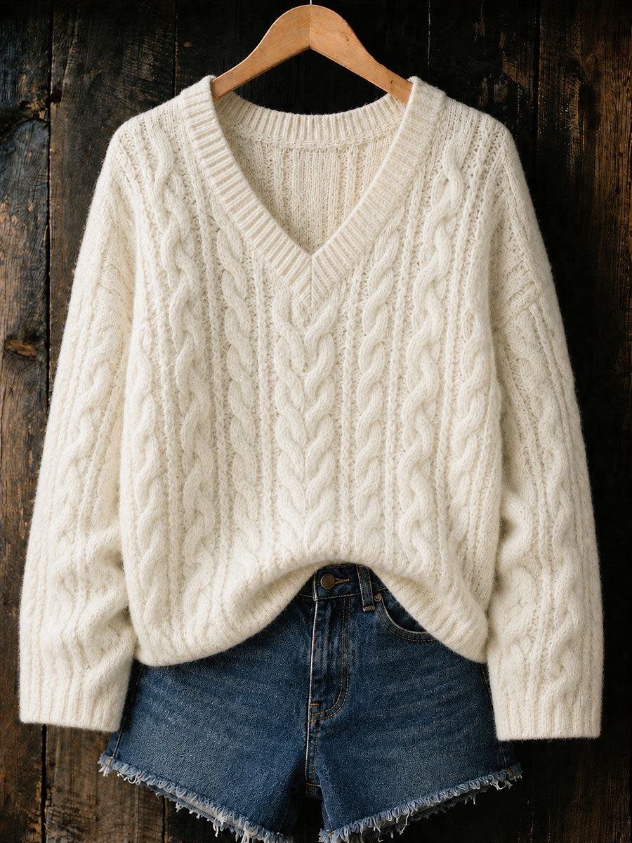 Outono/inverno cabo das mulheres tricotar v-Neck Tops