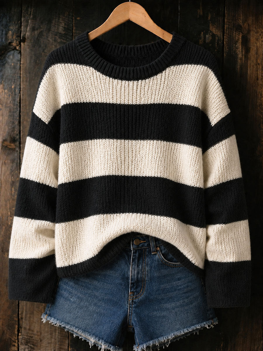 Blusas listradas femininas de outono/inverno