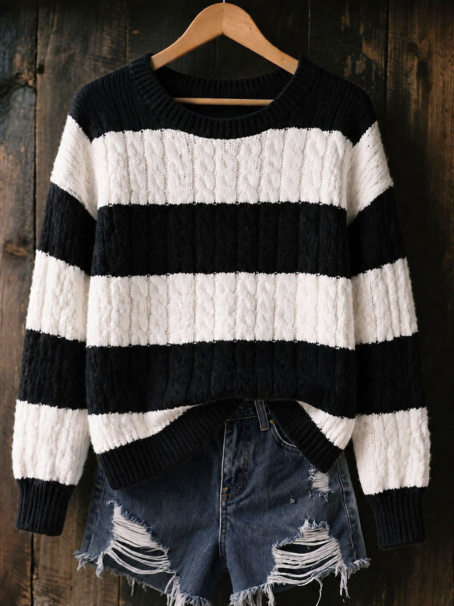 Blusas listradas femininas de outono/inverno