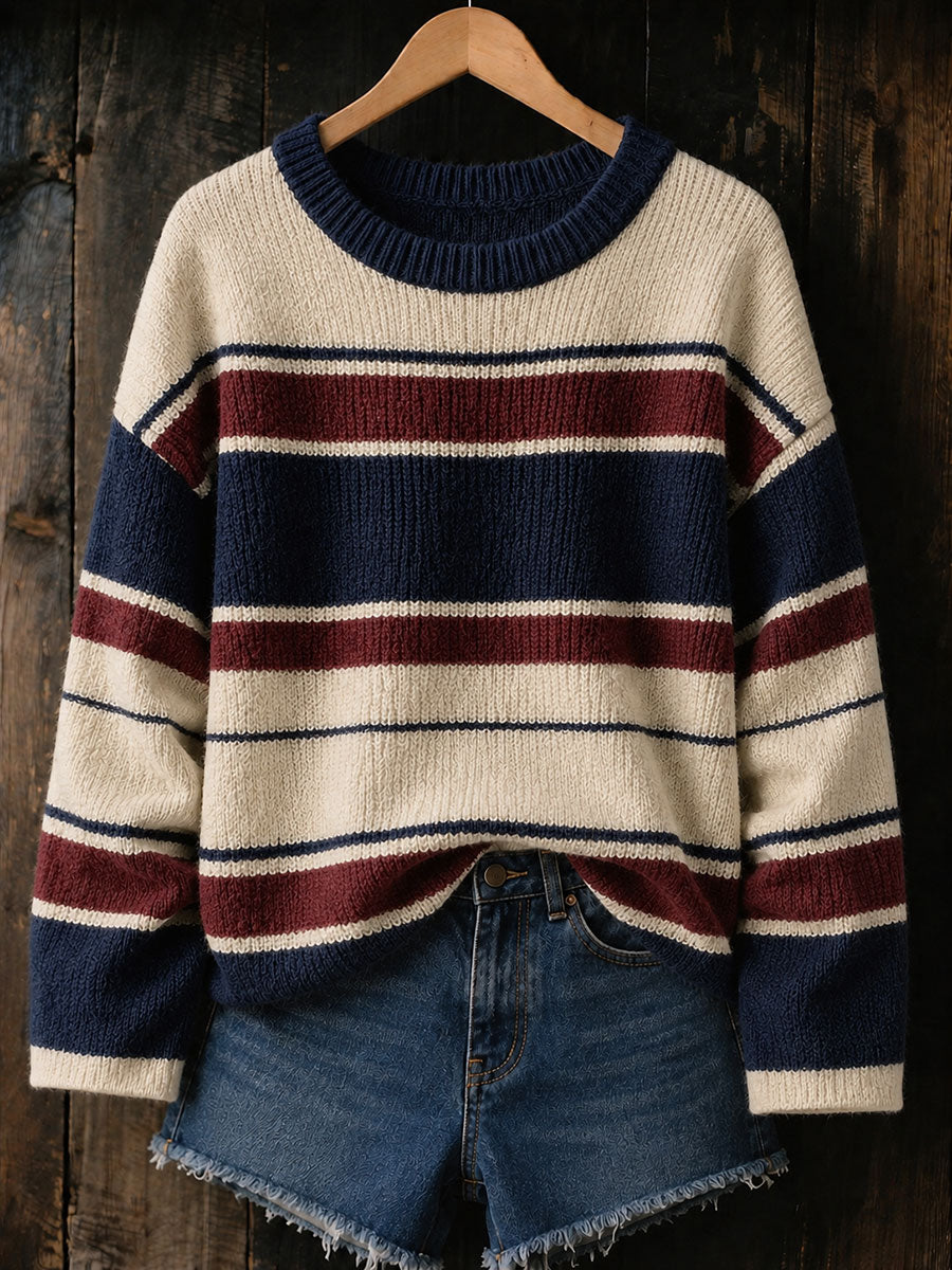 Blusas listradas femininas de outono/inverno
