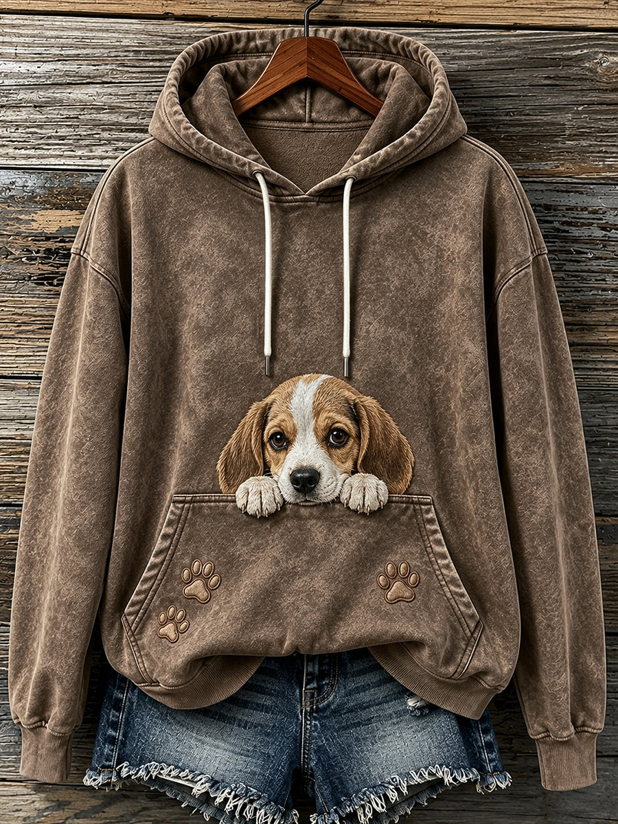 Adorável Peeking Beagle & patas das mulheres imprimir Hoodie