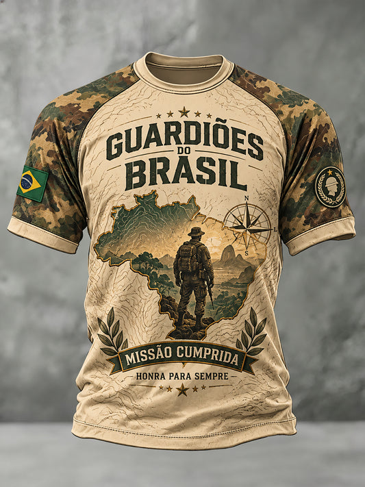 Camiseta masculina de manga curta com design raglan temático do Memorial dos Veteranos