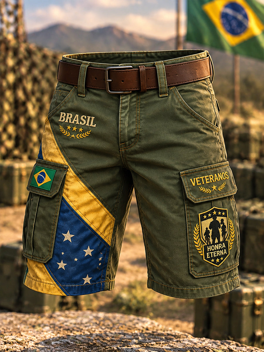 Men's Veteran Memorial-Themed Print Cargo Shorts