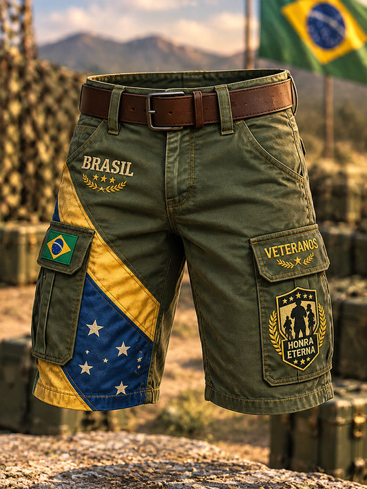 Men's Veteran Memorial-Themed Print Cargo Shorts