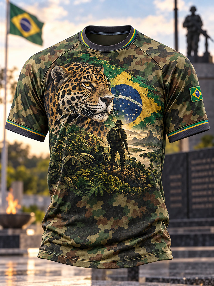 Camiseta masculina de manga curta com design raglan temático do Memorial dos Veteranos