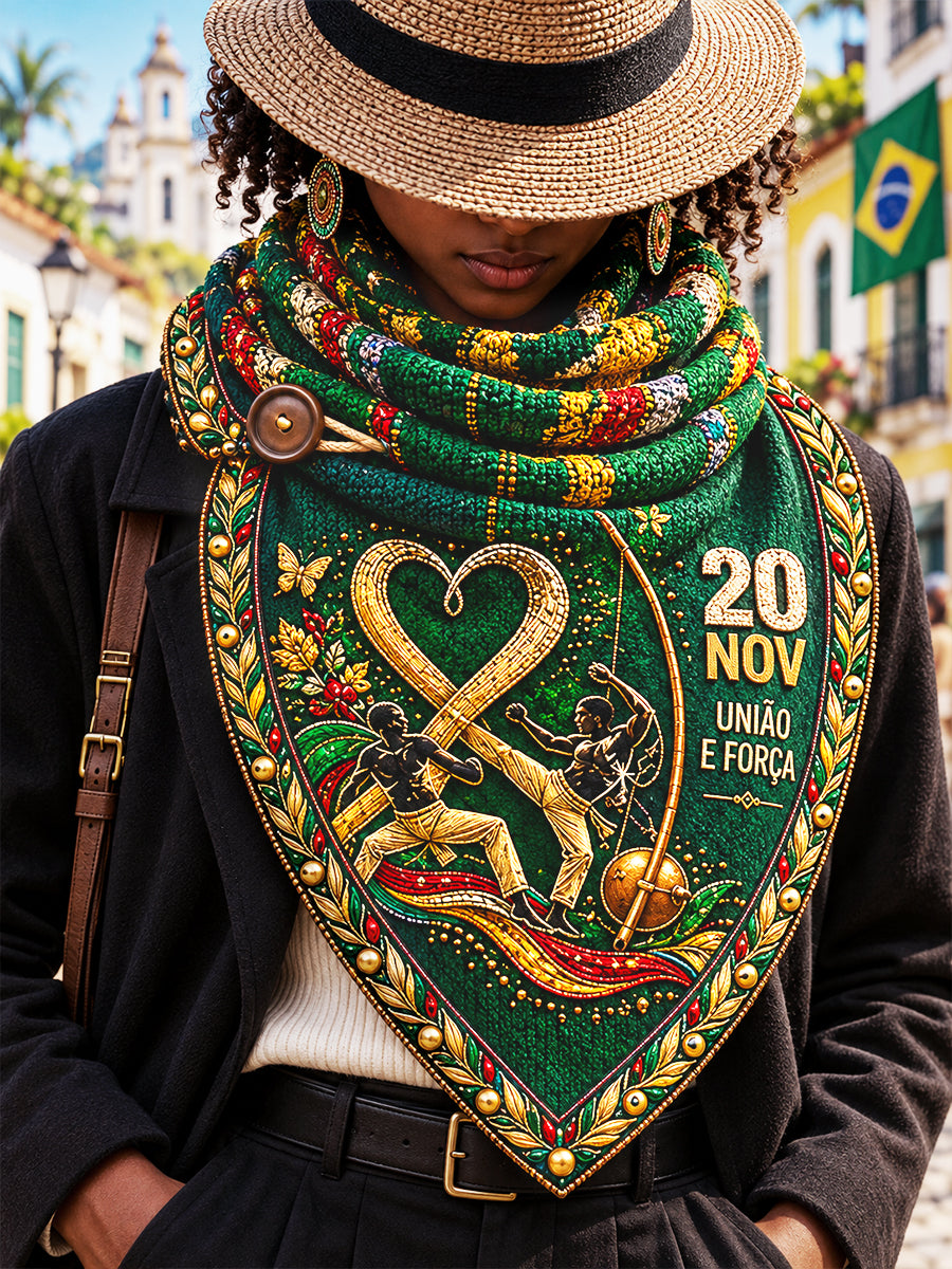 Lenço Casual Estampado 'Dia da Consciência Negra no Brasil' Verde