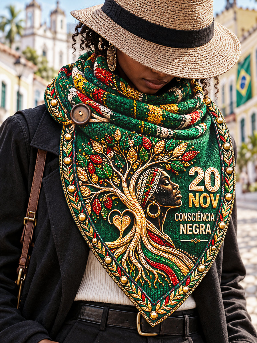 Consciência Negra Brasileira Retro Imprimir Cachecol Casual