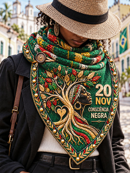Consciência Negra Brasileira Retro Imprimir Cachecol Casual