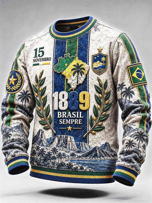 Men's Brazilian Republic Day Print Casual Sweatshirt