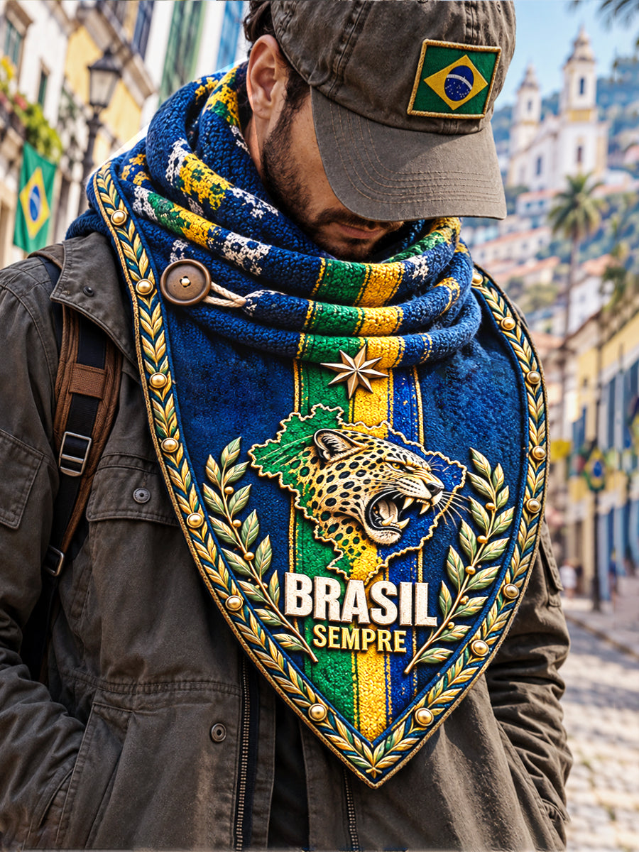 Azul Comemorativo da República do Brasil Jaguar-Print Casual Scarf